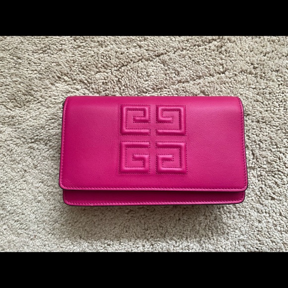 Givenchy Handbags - Givenchy Fuchsia Emblem Crossbody Bag/Clutch